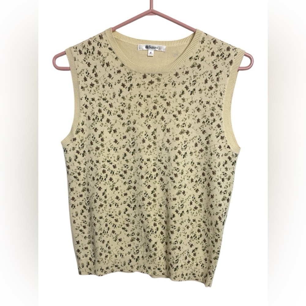 Suzuya NWOT 4 Season Office Top, Neutral Floral, Sleeveless
